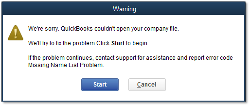 Fix QuickBooks Error Missing Name List