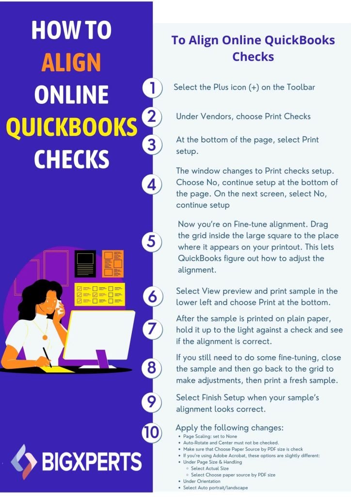 Infographic How to Align Checks in QuickBooks Online