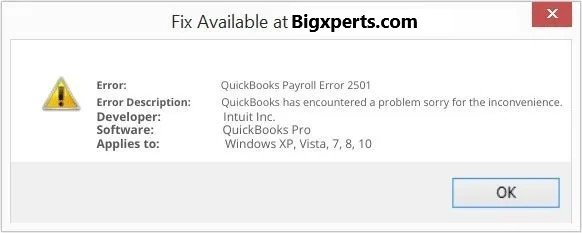 QuickBooks error 2501
