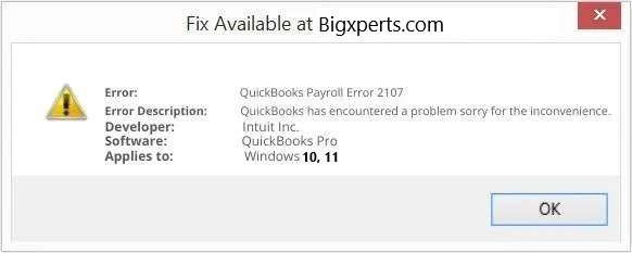quickbooks error code 2107 cannot send Payroll