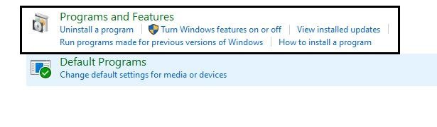 Programs and Features